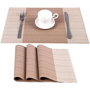 Amazon Brand – Eono 4 Manteles Individuales de PVC Antideslizantes, Repelen la Suciedad y Lavables, Respetuosas con el Medio Ambiente