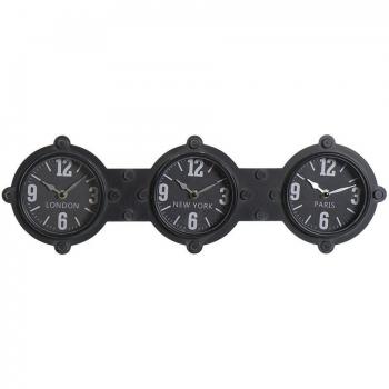 Reloj de Pared DKD Home Decor Cristal Negro Hierro