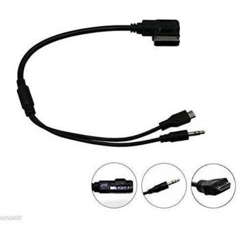 Zactech Audi/Volkwagen Car AMI MMI MDI to Micro USB 3.5mm AUX Audio Cable for Android Samsung