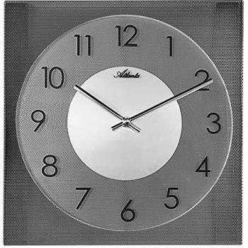 Reloj de Pared Atlanta 4520/4 Cuarz Analógico Metálico con Cristal, Diseño Exclusivo, 30x30 cm