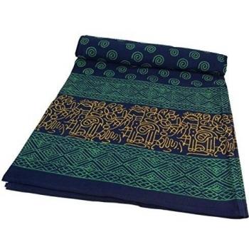 Guru-Shop Colcha con Estampado de Bloques, Colcha de Sofá, Colgante Hecho a Mano, Toalla de Pared Azul, Multicolor - Diseño 6, Algodón, El Tamaño: Doble 225x275 cm, Colchas con Impresión de Bloques