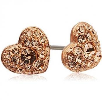Fossil Pendientes de mujer con acero inoxidable, circón incoloro