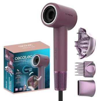Secador de Pelo Cecotec DryNova 3 en 1 Berry, 1600 W, Motor Brushless, Compacto y Ligero, 4 Temperaturas, Difusor Incluido
