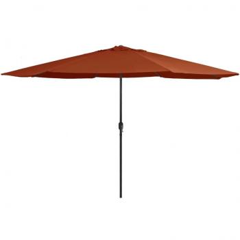 Sombrilla de exterior con poste de metal 390 cm terracota