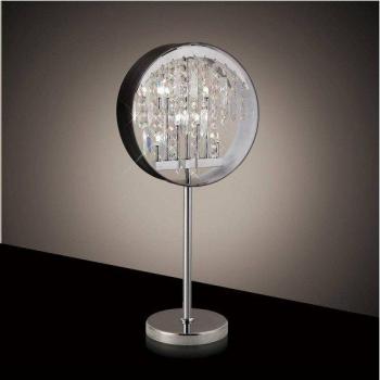Lámpara de mesa Geo con pantalla negra, 7 bombillas G4 de cromo pulido y cristal, no compatible con LED/CFL
