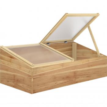 Invernadero de Madera Huerto Urbano de Jardín 100x50x36 cm con Doble Tapa de Policarbonato Abatible - Natural