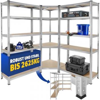 Estantería Modular para Cargas Pesadas Gustav, 3 Piezas, 15 Estantes Ajustables, Capacidad de Carga 2625 kg, Estructura Robusta y Convertible en Banco de Trabajo