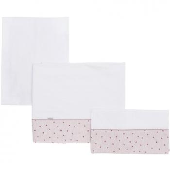 Cambrass Stela - Sábana para minicuna, 3 piezas, 80 x 120 cm, color rosa