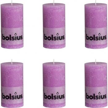 Bolsius Vela del Pilar Rústica 130 x 68 mm 6 Piezas Púrpura