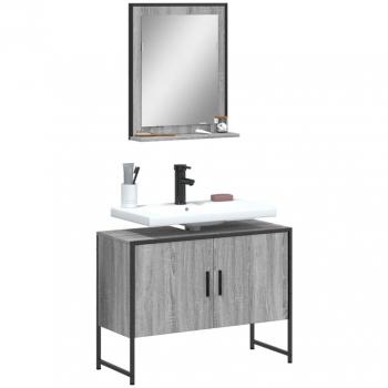 Conjunto de muebles de baño 2 piezas gris Sonoma madera multicapa