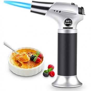 Sopletes De Cocina, Profesional Antorcha Butano de Cocinar con Cerradura de Seguridad Llama Ajustable Mini Soplete Encendedor para Comida BBQ Horneado Brulée Crema Cámping