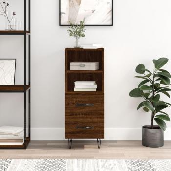 Aparador de madera multicapa de roble marrón 34,5x34x90 cm