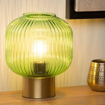 Lámpara de mesa de cristal Maloto, verde/oro, Ø 20 cm, E27, 40W