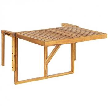 Mesa Colgante Plegable para Balcón de Madera Clara de Acacia 60 x 55 cm para Barandilla Udine