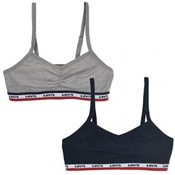 Sujetador Deportivo Levi's para Niñas - Pack de 2, Azul y Negro, Estilo Surplice