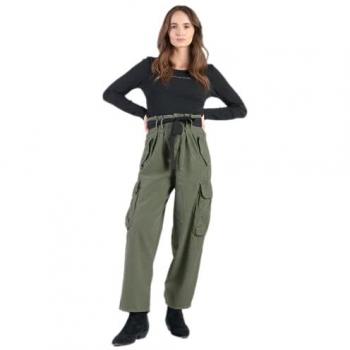 Le Temps des Cerises Ambroise Women's Loose Fit Cargo Pants in Green