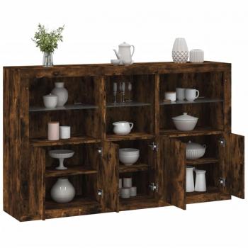 Aparador con luces LED 162x37x100 cm Mueble de Almacenaje de Salón Armarios con Puertas Cajón de Madera Buffet para salón Moderno Armario Auxiliar Armario de Almacenamiento roble ah