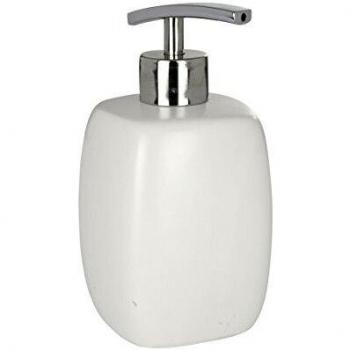 Wenko Faro Dosificador Jabón 0.44 L, Cerámica, Blanco, 8x8x15 cm