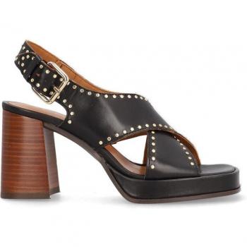 Sandalias de Tacón de Piel Cristalo para Mujer con Suela Antideslizante y Cierre de Hebilla - Alpe Chiara Negro 36 (3 a 5cm) Casual