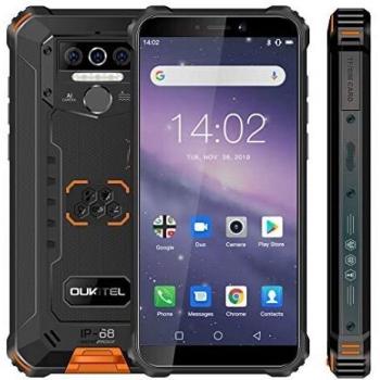 OUKITEL WP5 Telefono Movil Antigolpes, Batería Grande de 8000 mAh Móvil Resistente, 5.5 Pulgadas,Cámara Triple, Android 10 Smartphone 4GB RAM + 32GB ROM,con 4 Linternas LED Súper Brillantes-Naranja