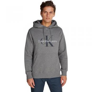 Calvin Klein Men's Seasonal Monologo Pullover Hoodie, Grey Heather, Size S