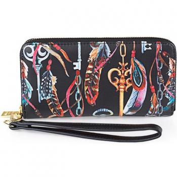 SKPAT Zagori 317101 - Cartera de Mujer Multicolor con Asa de Muñeca, Piel Sintética, 3 Compartimentos y Cierre Central de Cremallera