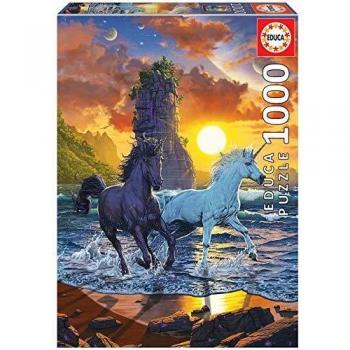 Educa Vincent HIE Unicornios en la Playa. Puzzle de 1000 Piezas. Ref. 19025, Multicolor