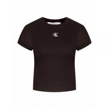 Camiseta Corta de Rib Calvin Klein Jeans Negra Slim Fit XL