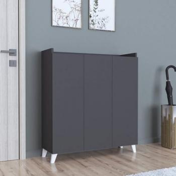 Aparador Multiusos Sirdal con 3 Puertas y 8 Compartimentos Aglomerado 104 x 90 x 30 cm - Antracita