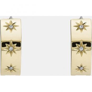 Pendientes de aro Sutton de acero dorado y circonitas FOSSIL JF03870710