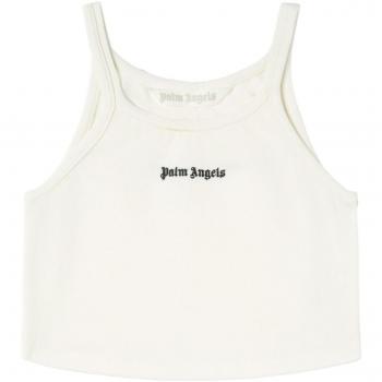 Palm Angels Women's Classic Logo Tank Top in White | Size Small | PWAD060S24FAB002