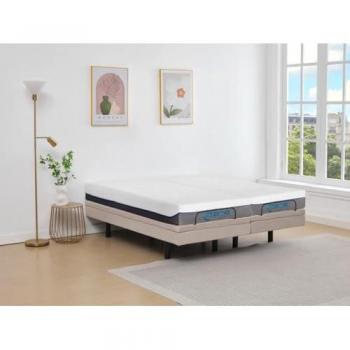Cama eléctrica de relax decorativa con colchón de espuma viscoelástica - 2 x 90 x 200 cm - Tela - Beige - MENASINA