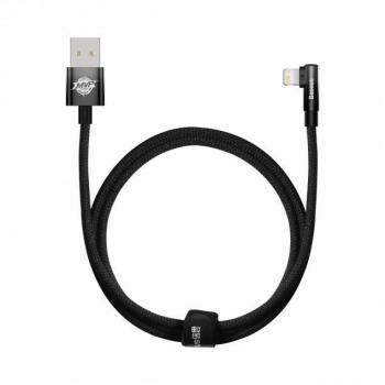 Baseus MVP 2 Lightning 1m Cable - Black, el mejor cable de carga rápida y transferencia de datos con conector en ángulo de 90 grados - Negro