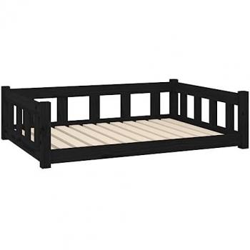 vidaXL Dog Bed Black 105.5x75.5x28 cm Solid Wood Pine