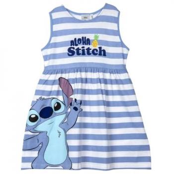 Vestido Infantil sin Mangas de Stitch - Color Azul y Blanco - Talla 8 Años - 100% Algodón 145 gsm - Estampado Original Diseñado en España