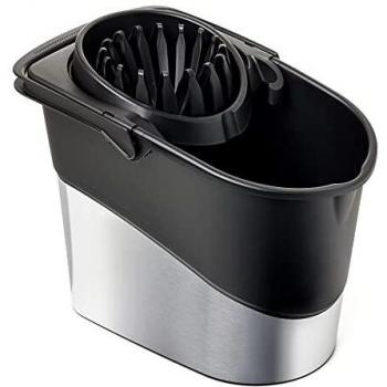 Tatay Cubo de Fregona Spider, de PP, Libre de BPA, Escurridor por Presión, Sin Salpicaduras. Fabricado en España. Color Gris Acero