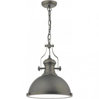 Lámpara colgante Arona de vidrio esmerilado y peltre antiguo, 1 bombilla E27, diámetro 42 cm