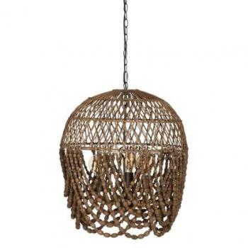 Lámpara de Techo Natural de Metal con Pantalla de Cuentas Ø 54 x 62 cm, 220-240 V