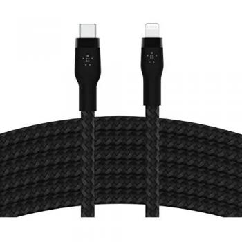 Belkin - Cable Trenzado USB-C a Lightning de 3 m BoostCharge Pro Flex, certificación MFi, Carga rápida PD de 20 W para iPhone 13, 12, 11, Pro, MAX, Mini, SE, iPad Negro