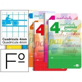 Cuaderno Espiral Liderpapel Folio Pautaguia Tapa Blanda 80h 75 Gr Cuadro Pautado 4mm Colores Surtidos