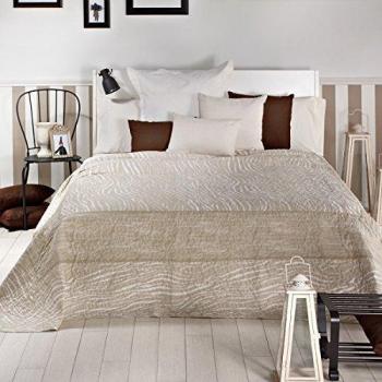 Sancarlos - Colcha bouti estampada brisa beige gris - relleno ligero - esquinas redondeadas -