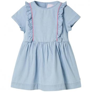 Vestido infantil con volantes azul suave 116