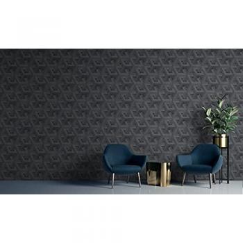Papel pintado Onyx gris antracita y dorado, diseño moderno con tonos elegantes