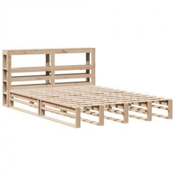 Cama con cabecero 135x190 cm en madera maciza de pino