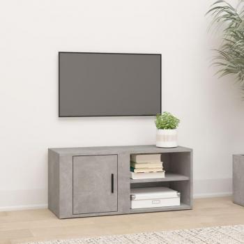 Soporte para TV de madera multicapa gris hormigón 80x31,5x36 cm