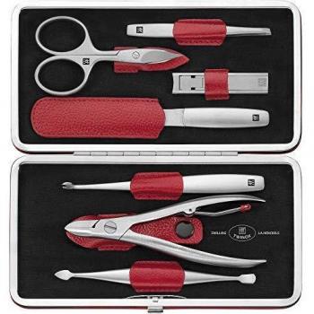 Zwilling Twinox 7-Piece Red Stainless Steel Manicure and Pedicure Travel Set