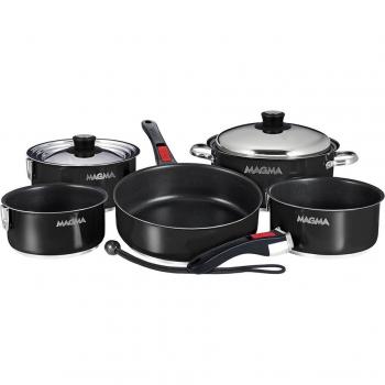 Magma A10-366-JB-2-IN Nestable 10 Piece Induction Non-Stick Enamel Finish Cookware Set - Jet Black