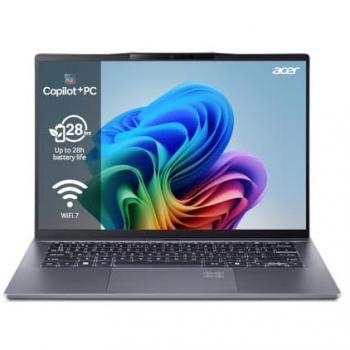 Portátil Acer Swift Go 14 Ultraslim WQXGA 120Hz Snapdragon X Plus, 16GB RAM, 512GB SSD, Windows 11 Home - Gris QWERTY Español