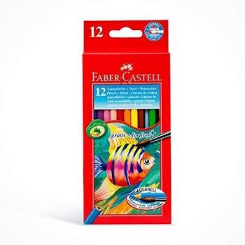 Faber-Castell 114413 - Estuche de cartón con 12 ecolápices acuarelables de colores y pincel