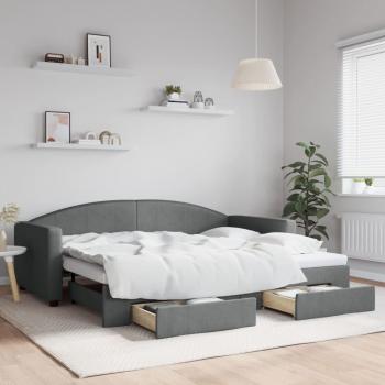 Sofá Cama Nido con Cajones Tela Gris Oscuro 90x200 cm